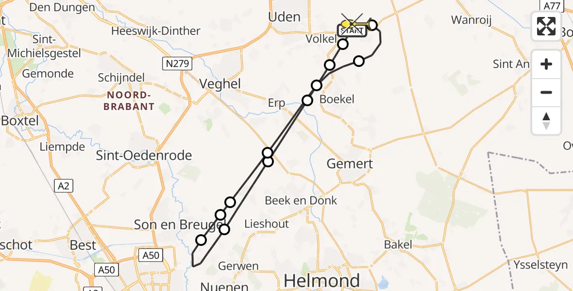 Routekaart van de vlucht: Lifeliner 3 naar Vliegbasis Volkel, Oosterheidestraat