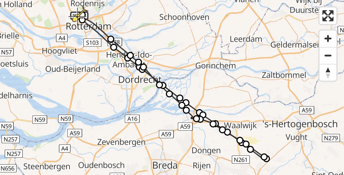 Routekaart van de vlucht: Lifeliner 2 naar Rotterdam The Hague Airport, Fairoaksbaan