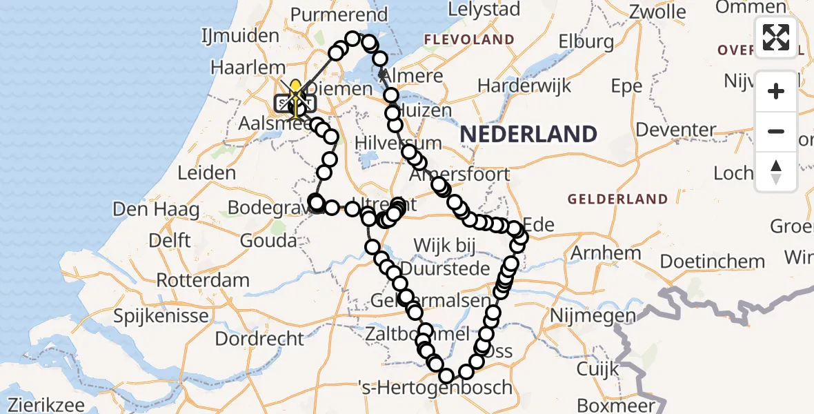 Routekaart van de vlucht: Politieheli naar Schiphol, Thermiekstraat