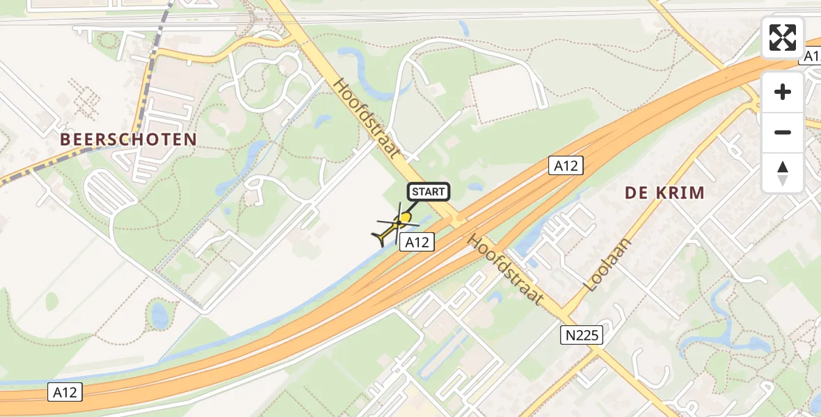 Routekaart van de vlucht: Lifeliner 3 naar Driebergen-Rijsenburg, Hoofdstraat