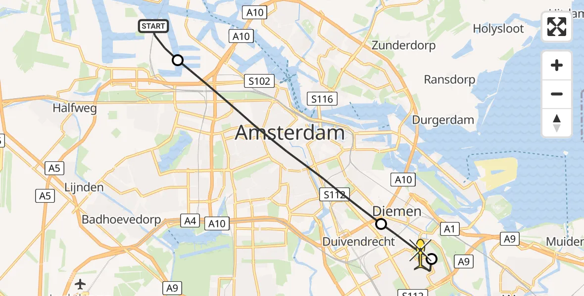 Routekaart van de vlucht: Lifeliner 1 naar Amsterdam, Maltaweg