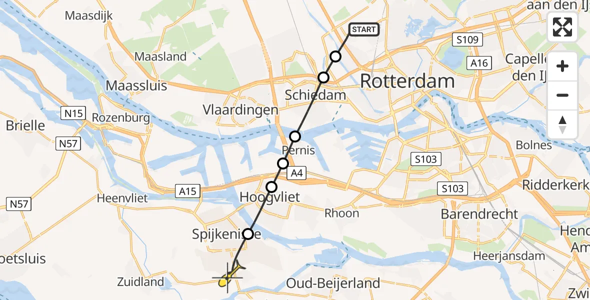 Routekaart van de vlucht: Lifeliner 2 naar Spijkenisse, Gatwickbaan