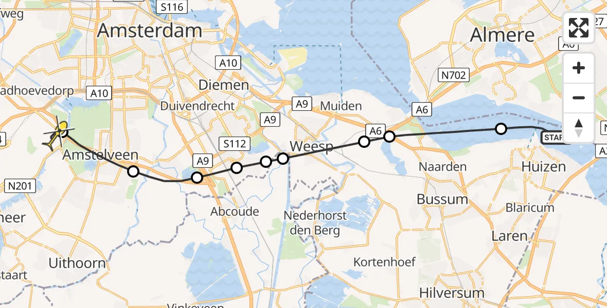 Routekaart van de vlucht: Politieheli naar Schiphol, Huizen