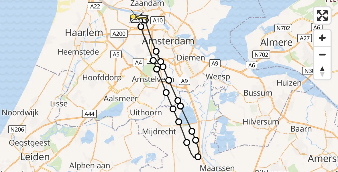 Routekaart van de vlucht: Lifeliner 1 naar Amsterdam Heliport, Maltaweg