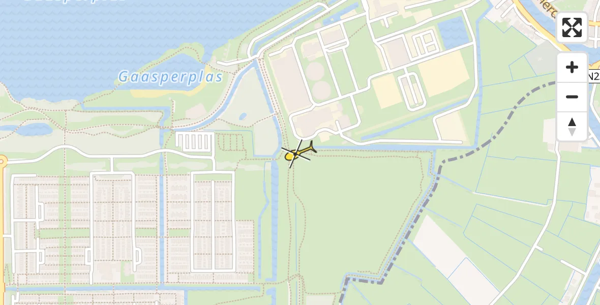 Routekaart van de vlucht: Lifeliner 1 naar Amsterdam