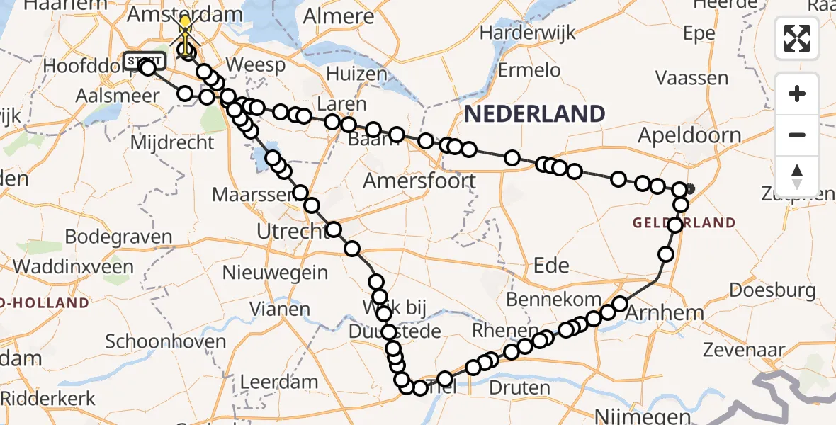 Routekaart van de vlucht: Politieheli naar Amsterdam, Meester Jac. Takkade