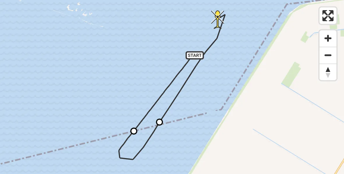Routekaart van de vlucht: Kustwachthelikopter naar Lemmer, Noordermeerdijk