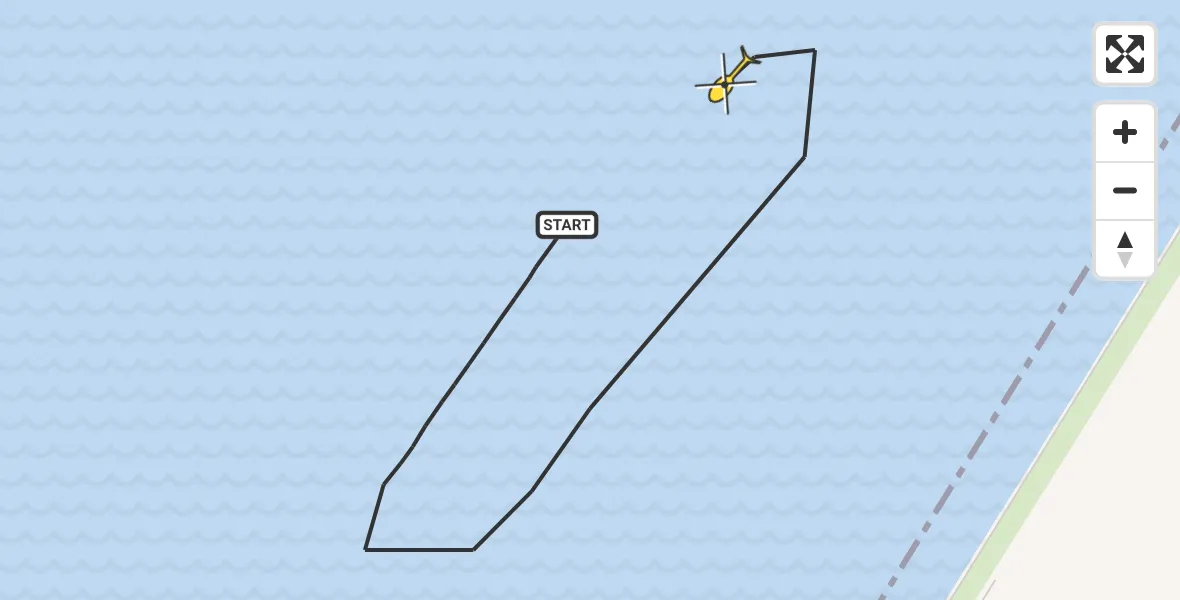 Routekaart van de vlucht: Kustwachthelikopter naar Lemmer, Sluisweg