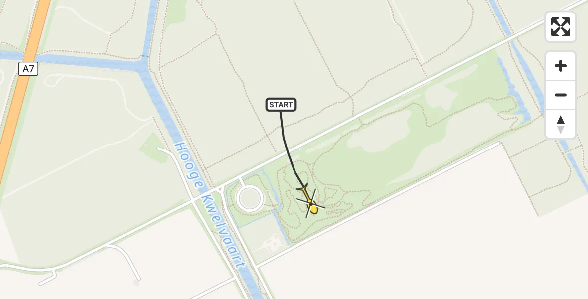 Routekaart van de vlucht: Kustwachthelikopter naar Wieringerwerf, Sluitgatweg