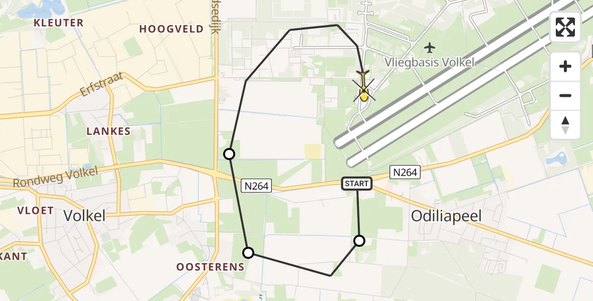 Routekaart van de vlucht: Lifeliner 3 naar Vliegbasis Volkel, Rechtestraat