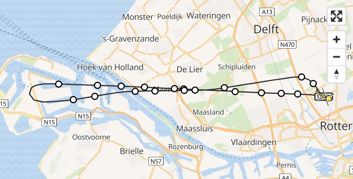 Routekaart van de vlucht: Lifeliner 2 naar Rotterdam The Hague Airport, Brandenburgbaan