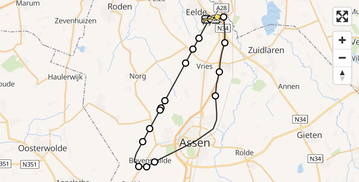 Routekaart van de vlucht: Lifeliner 4 naar Groningen Airport Eelde, Homsteeg