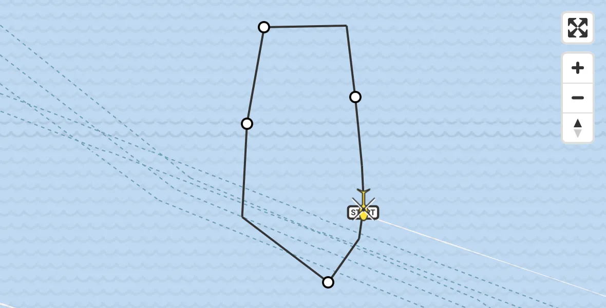 Routekaart van de vlucht: Politiehelikopter naar Hoek van Holland, Maasgeul