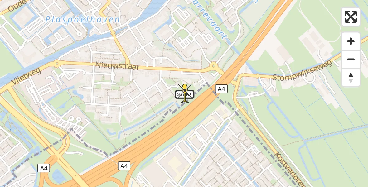 Routekaart van de vlucht: Lifeliner 1 naar Leidschendam, De Horre