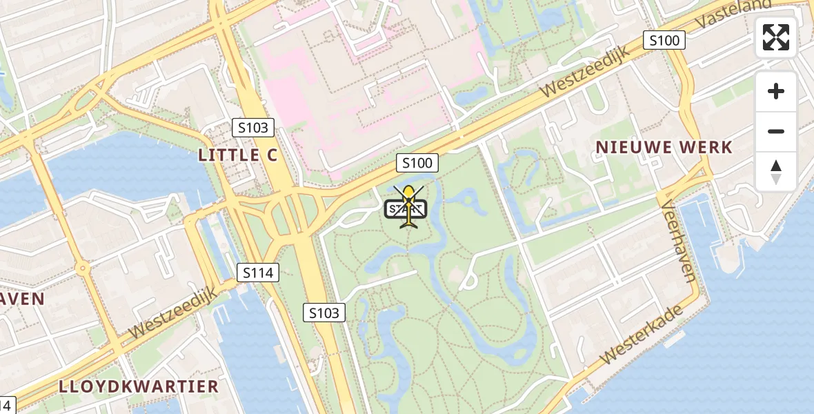 Routekaart van de vlucht: Lifeliner 2 naar Erasmus MC, Baden Powelllaan