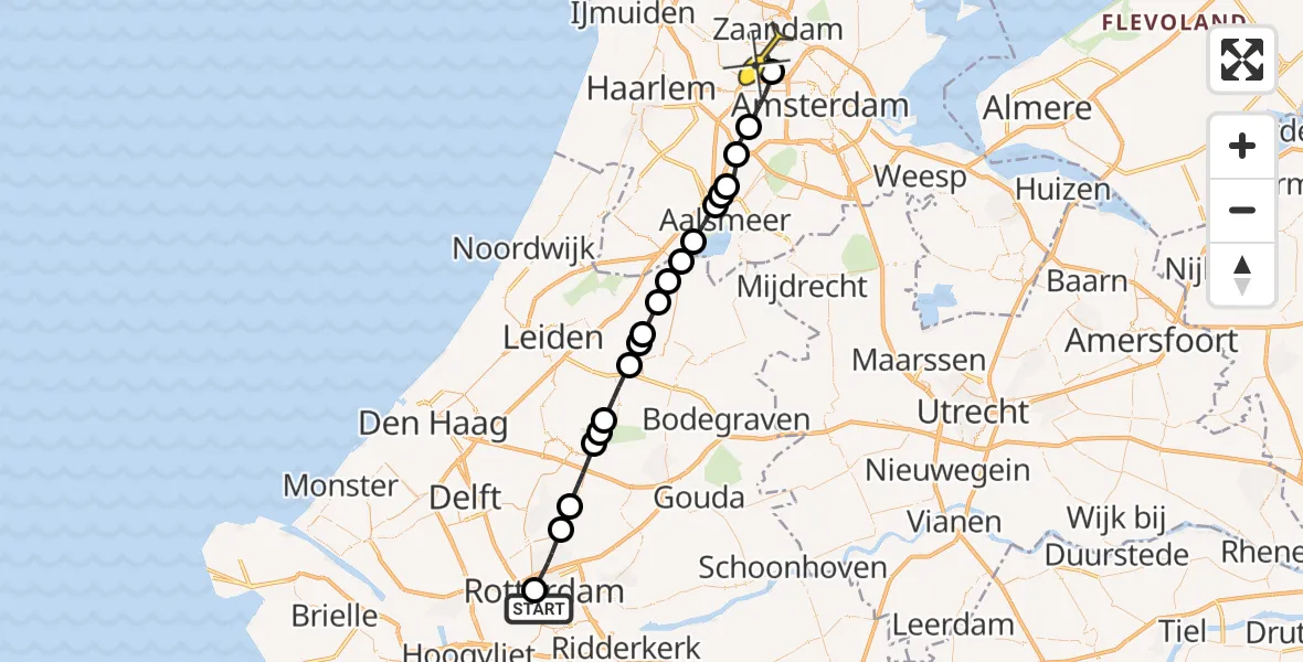 Routekaart van de vlucht: Lifeliner 1 naar Amsterdam Heliport, Claes de Vrieselaan