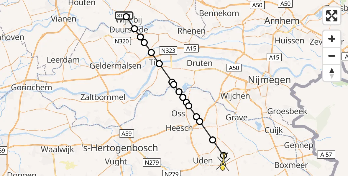 Routekaart van de vlucht: Lifeliner 3 naar Vliegbasis Volkel, Groenewoudpad