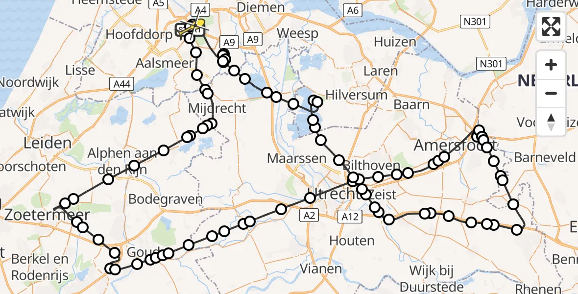Routekaart van de vlucht: Politieheli naar Schiphol, Kemajoranstraat
