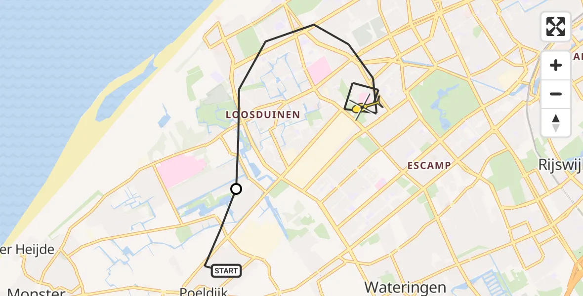 Routekaart van de vlucht: Lifeliner 2 naar Den Haag, van Elswijkbaan
