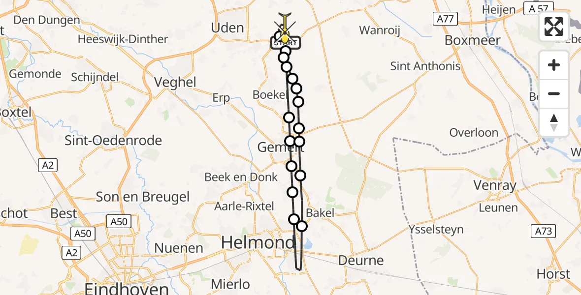 Routekaart van de vlucht: Lifeliner 3 naar Vliegbasis Volkel, Oosterheidestraat