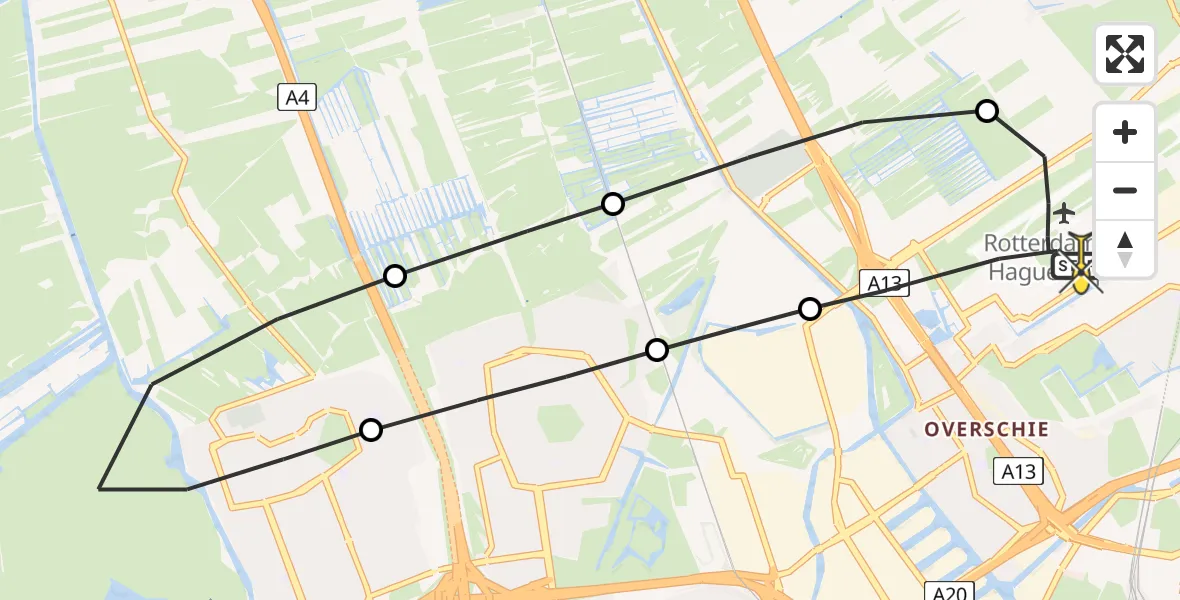 Routekaart van de vlucht: Lifeliner 2 naar Rotterdam The Hague Airport, Vliegveldweg