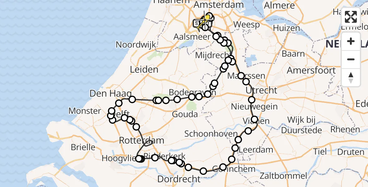 Routekaart van de vlucht: Politieheli naar Schiphol, Mr. Jac. Takkade