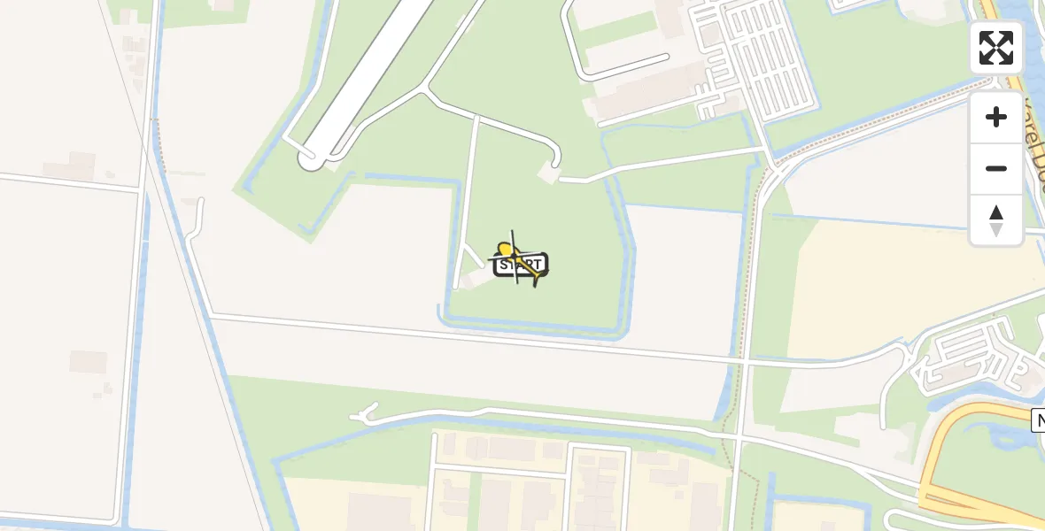 Routekaart van de vlucht: Kustwachthelikopter naar Vliegveld De Kooy, Rijksweg