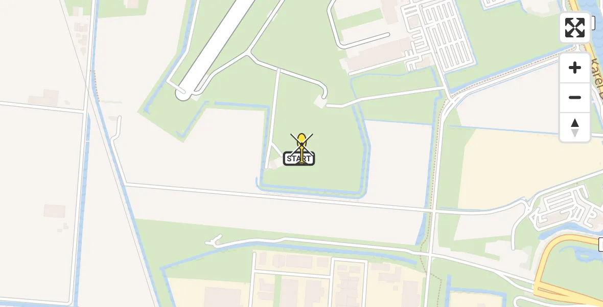 Routekaart van de vlucht: Kustwachthelikopter naar Vliegveld De Kooy, Rijksweg