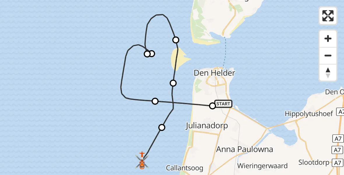 Vluchtroute Kustwachthelikopter Vliegveld De Kooy - , 03 september 2025, 19:07