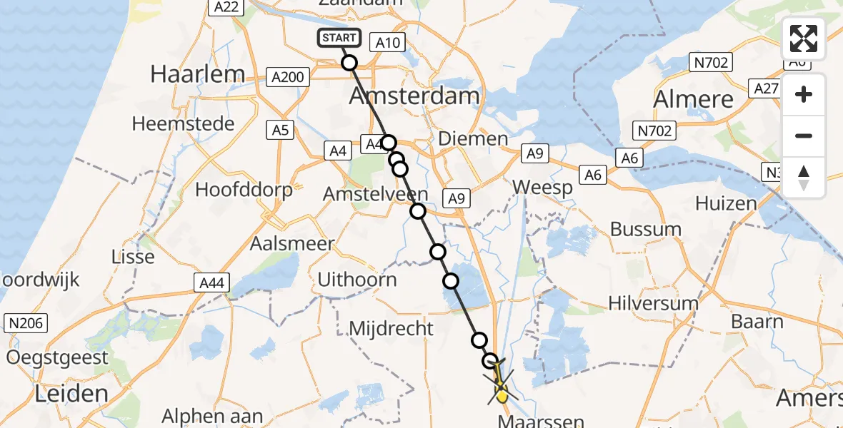 Routekaart van de vlucht: Lifeliner 1 naar Breukelen, Hornweg