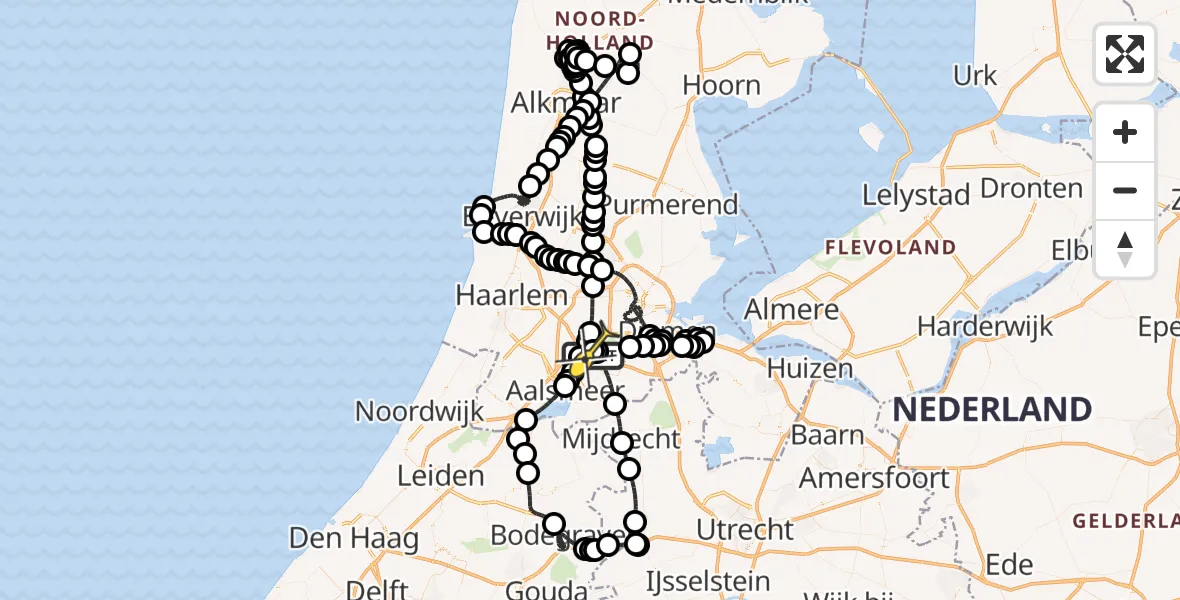 Vluchtroute Politiehelikopter van Schiphol naar Schiphol