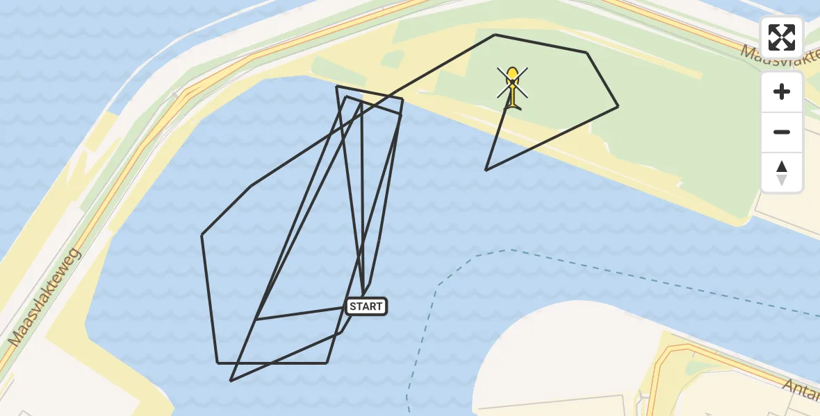 Routekaart van de vlucht: Politieheli naar Maasvlakte, Maasvlakteweg
