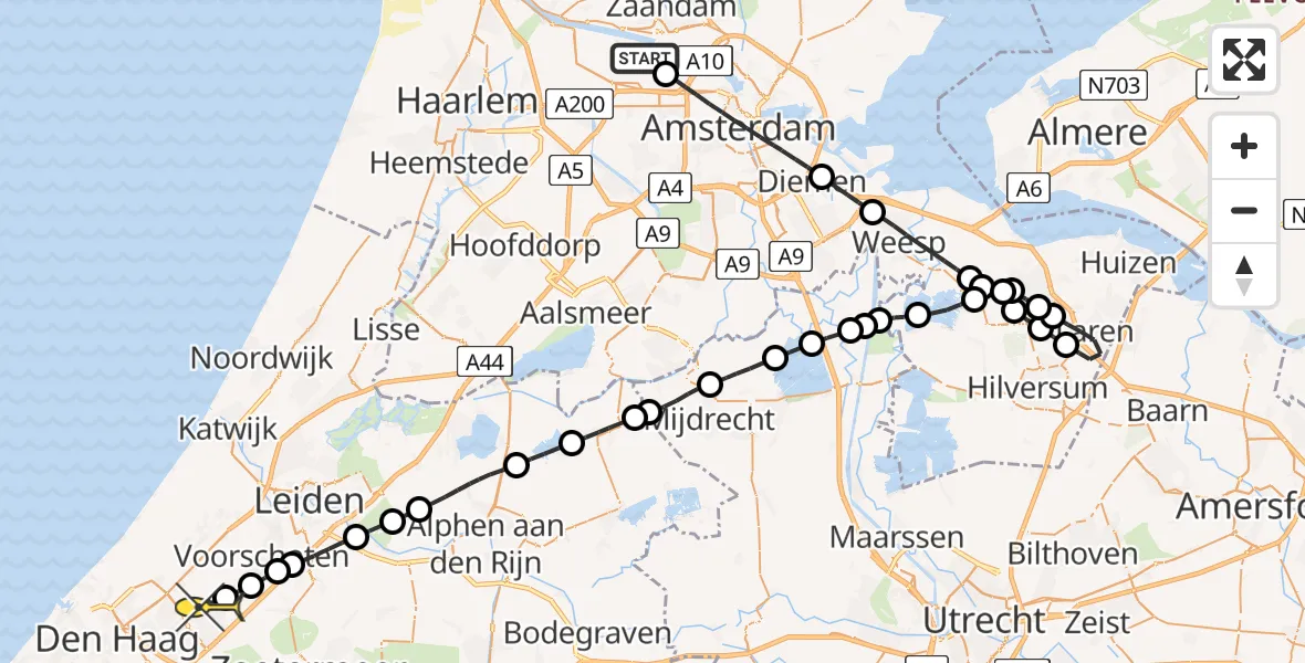 Routekaart van de vlucht: Lifeliner 1 naar Leidschendam, Westhaven