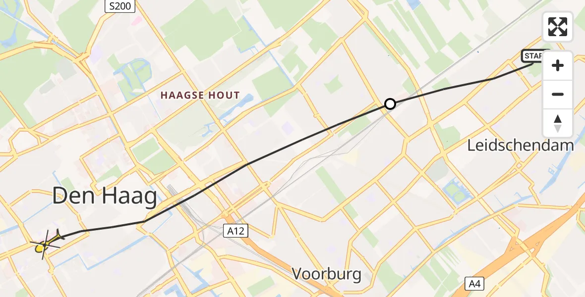 Routekaart van de vlucht: Lifeliner 1 naar Den Haag, Karekietlaan