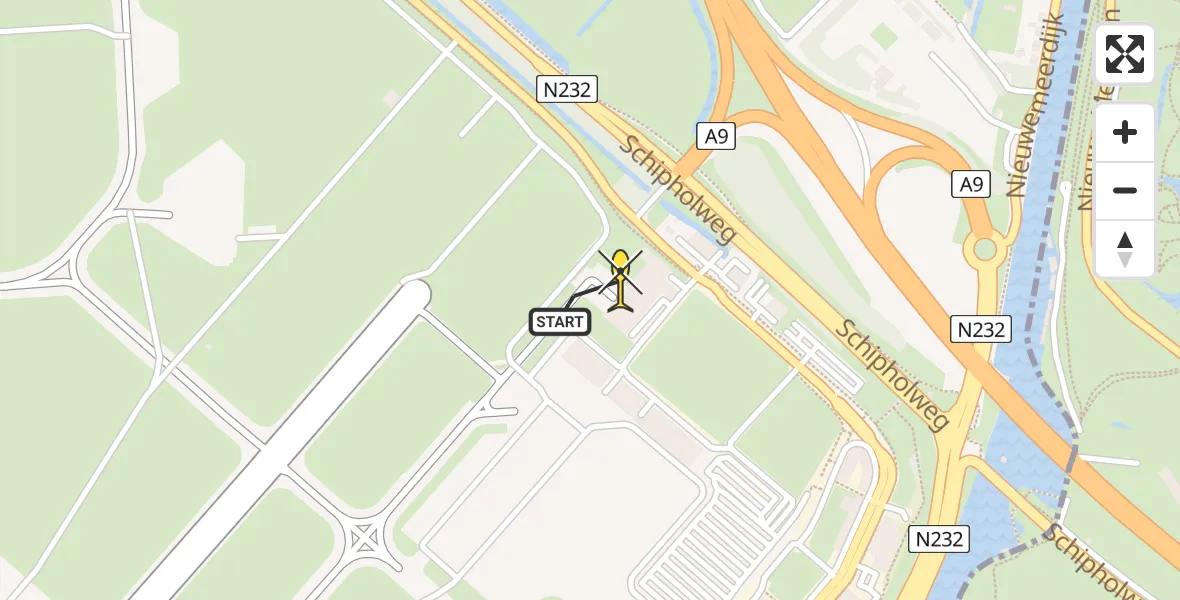 Routekaart van de vlucht: Politieheli naar Schiphol, Walaardt Sacréstraat