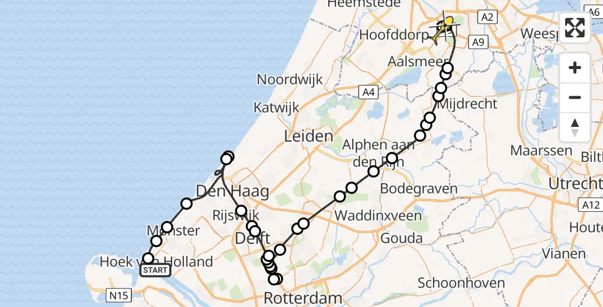 Routekaart van de vlucht: Politieheli naar Schiphol, Markweg