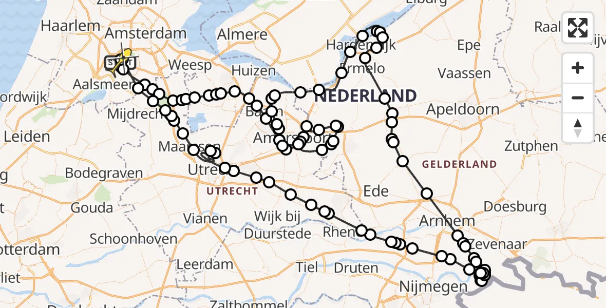 Vluchtroute Politiehelikopter van Schiphol naar Schiphol