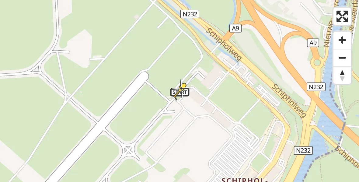 Vluchtroute Politiehelikopter van Schiphol naar Schiphol