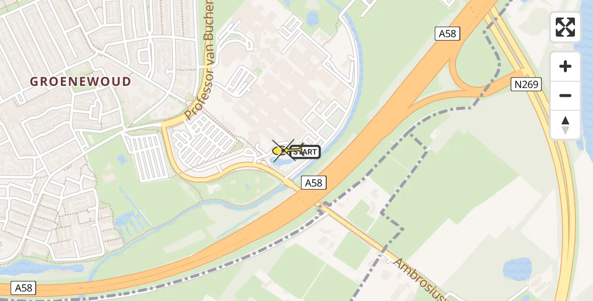 Routekaart van de vlucht: Lifeliner 3 naar Tilburg, Leijweg