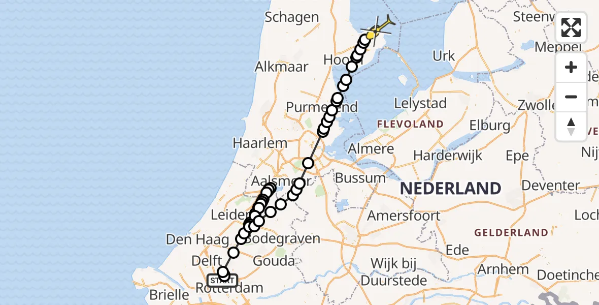 Routekaart van de vlucht: Lifeliner 2 naar Andijk, Oude Bovendijk