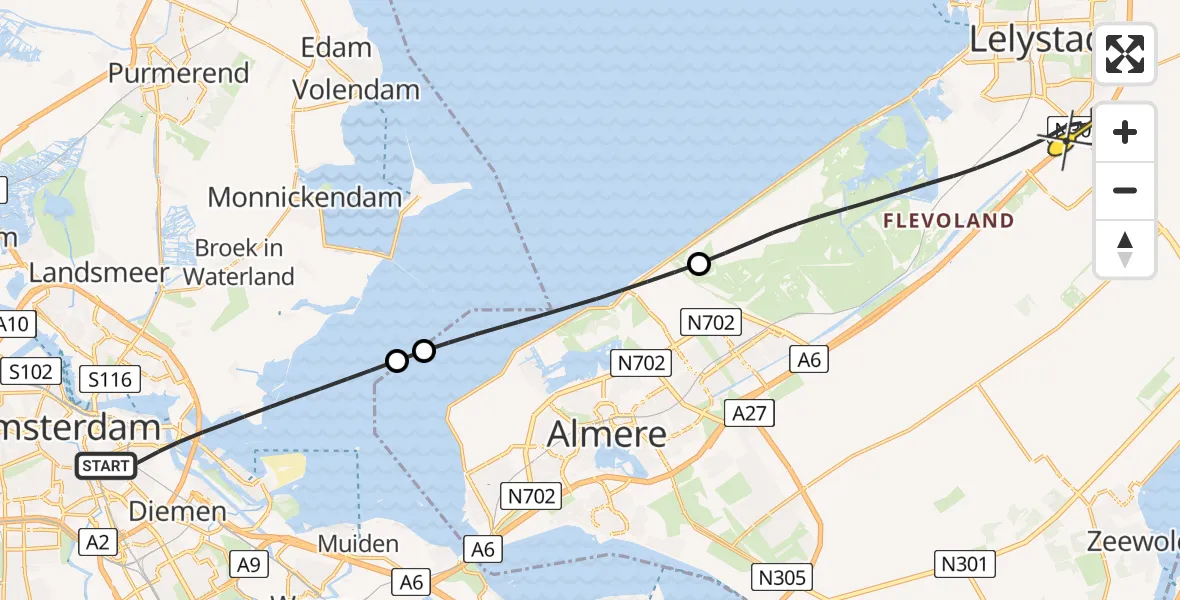 Routekaart van de vlucht: Lifeliner 1 naar Lelystad, Steve Bikoplein