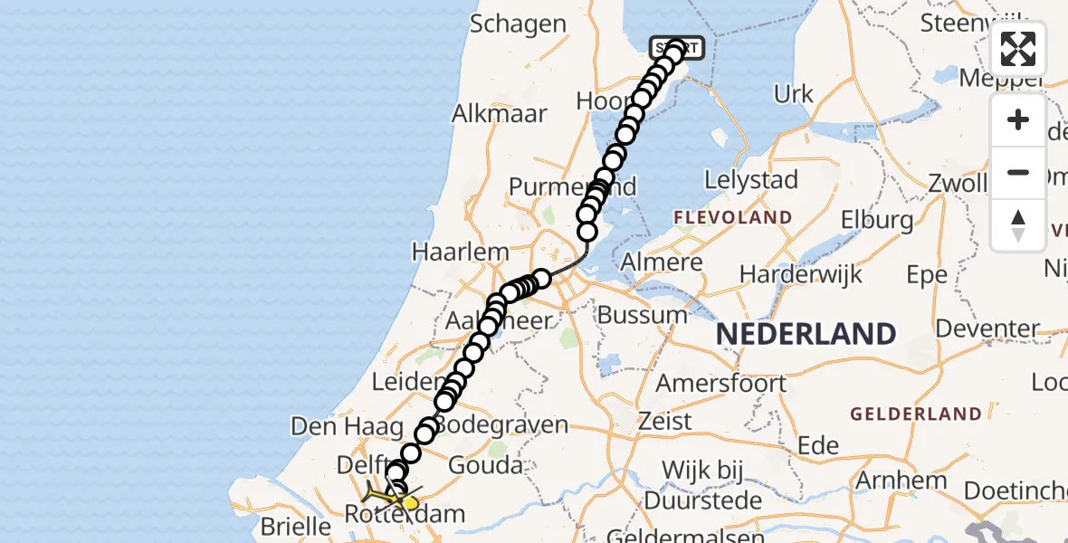 Routekaart van de vlucht: Lifeliner 2 naar Rotterdam The Hague Airport, Rikkert