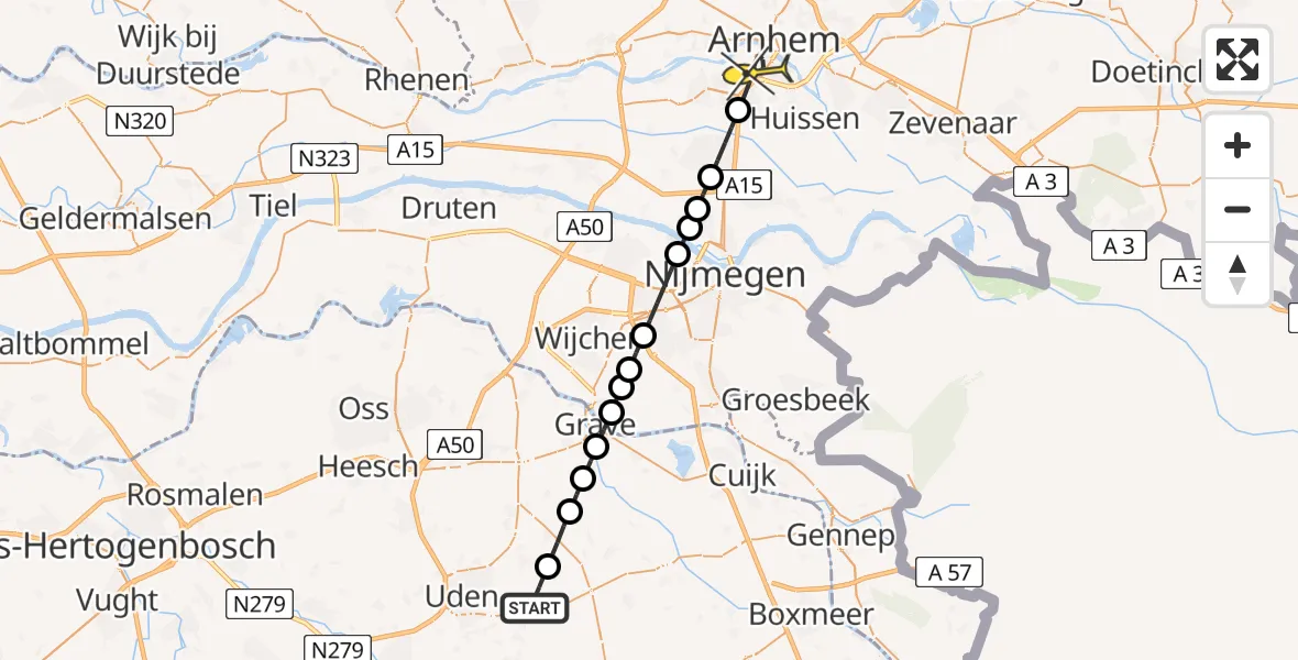 Routekaart van de vlucht: Lifeliner 3 naar Arnhem, Houtvennen