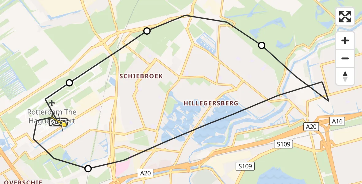 Routekaart van de vlucht: Lifeliner 2 naar Rotterdam The Hague Airport, Pilotenpad
