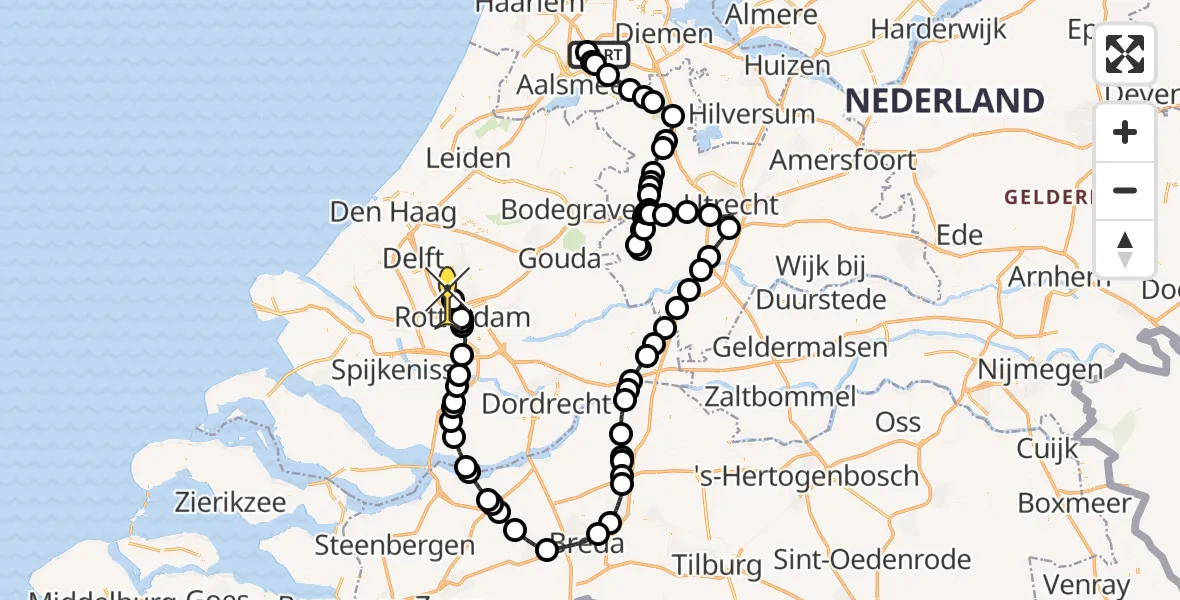 Routekaart van de vlucht: Politieheli naar Rotterdam The Hague Airport, Ceintuurbaan