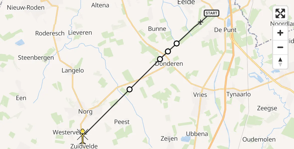 Routekaart van de vlucht: Lifeliner 4 naar Zuidvelde, Lugtenbergerweg