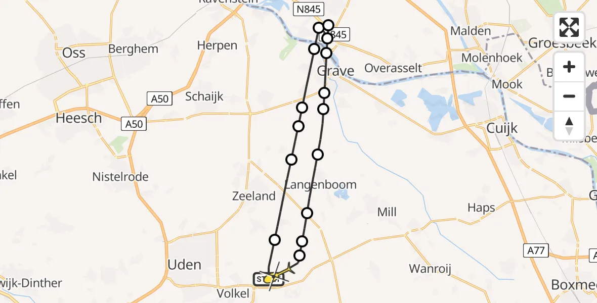 Routekaart van de vlucht: Lifeliner 3 naar Vliegbasis Volkel, Houtvennen