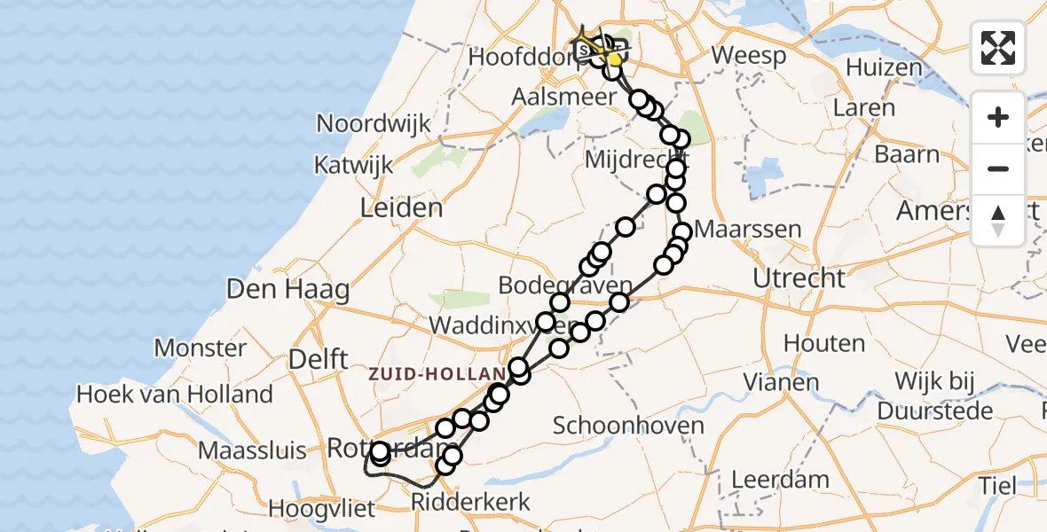 Routekaart van de vlucht: Politieheli naar Schiphol, Mr. Jac. Takkade