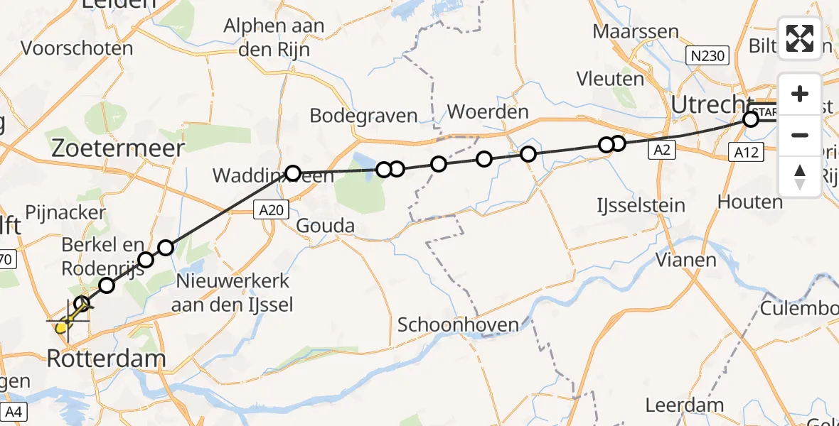 Routekaart van de vlucht: Lifeliner 2 naar Rotterdam The Hague Airport, Toulouselaan