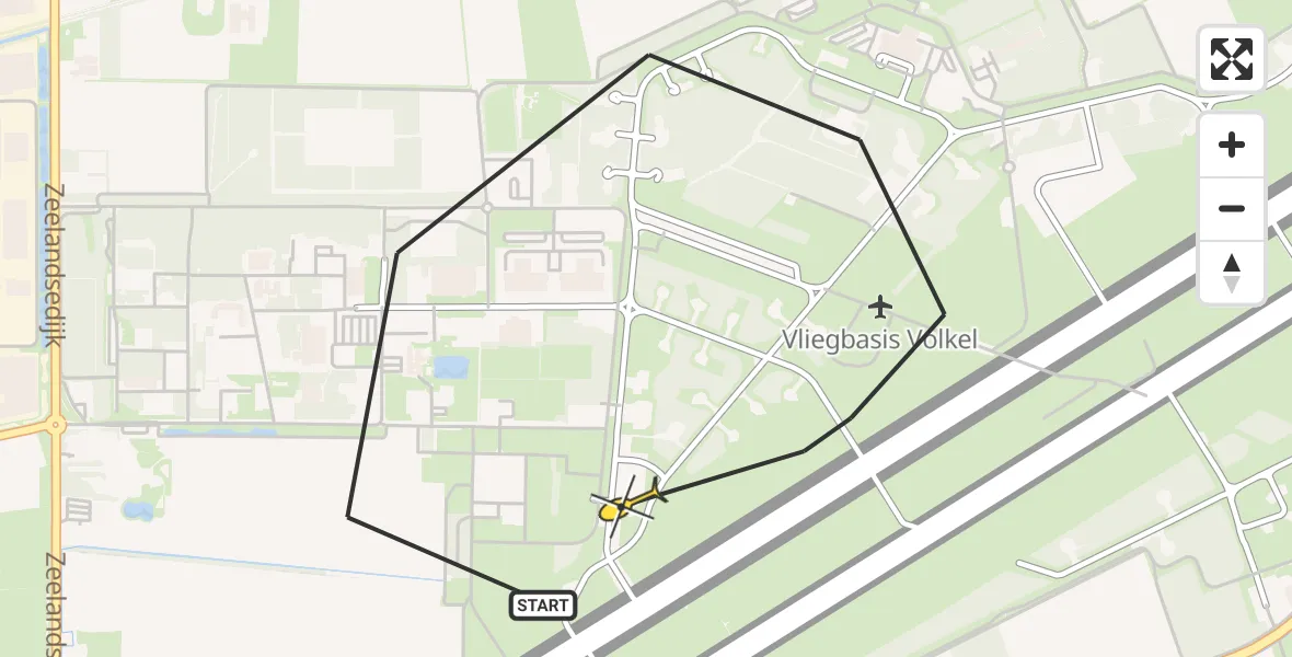 Routekaart van de vlucht: Lifeliner 3 naar Vliegbasis Volkel, Zeelandsedijk